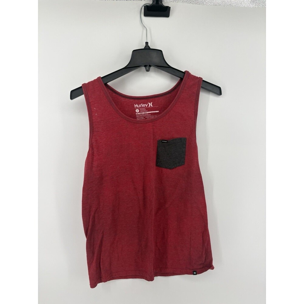 Hurley Men’s Red Tank Top Gray Pocket Premium Fit Size Large